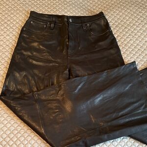 rag & bone Black Leather Flare Jeans